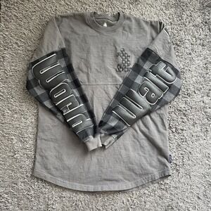 Disney Spirit Jersey Shirt Adult Medium Gray Black Long Sleeve Spellout